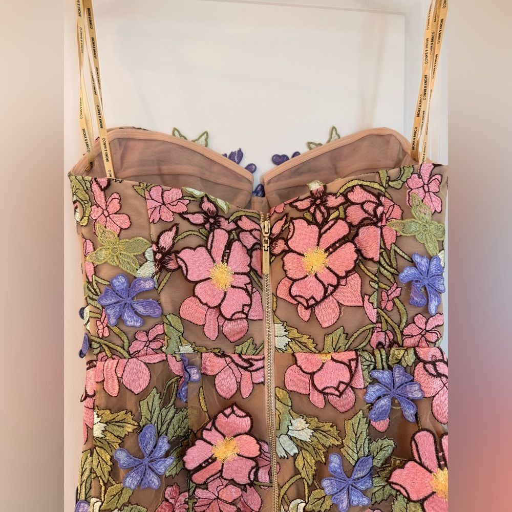 Bronx and Banco Strapless Floral Dress in Pink, Purple, Green - Picture 10 of 13